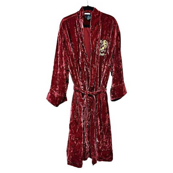 Pottery Barn Harry Potter Velvet Robe Gryffindor Embroidery Logo Cozy Loungewear - Picture 5 of 11